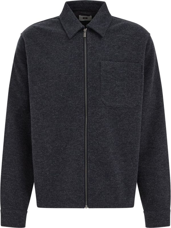 WE Fashion - Heren Overshirt - Donkerblauw - Regular Fit - Wollen Look