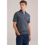 WE Fashion - Slim Polo - Donkerblauw - Korte Mouwen - Jacquard Details