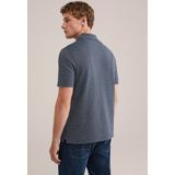 WE Fashion - Slim Polo - Donkerblauw - Korte Mouwen - Jacquard Details