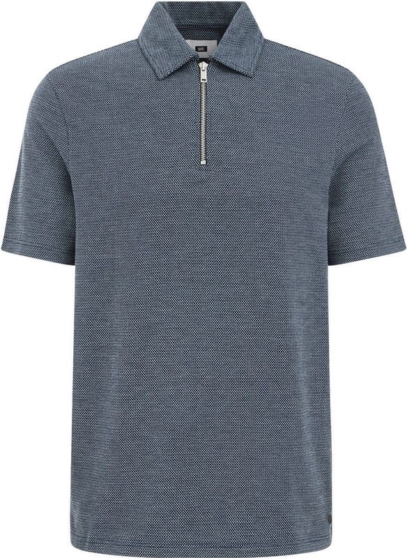 WE Fashion - Slim Polo - Donkerblauw - Korte Mouwen - Jacquard Details
