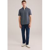 WE Fashion - Slim Polo - Donkerblauw - Korte Mouwen - Jacquard Details