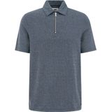 WE Fashion - Slim Polo - Donkerblauw - Korte Mouwen - Jacquard Details
