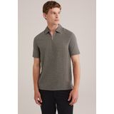 WE Fashion - Heren Slim Fit Polo met Rits - Legergroen - Katoen