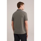 WE Fashion - Heren Slim Fit Polo met Rits - Legergroen - Katoen