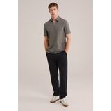 WE Fashion - Heren Slim Fit Polo met Rits - Legergroen - Katoen