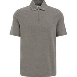 WE Fashion - Heren Slim Fit Polo met Rits - Legergroen - Katoen