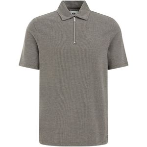 WE Fashion - Heren Slim Fit Polo met Rits - Legergroen - Katoen