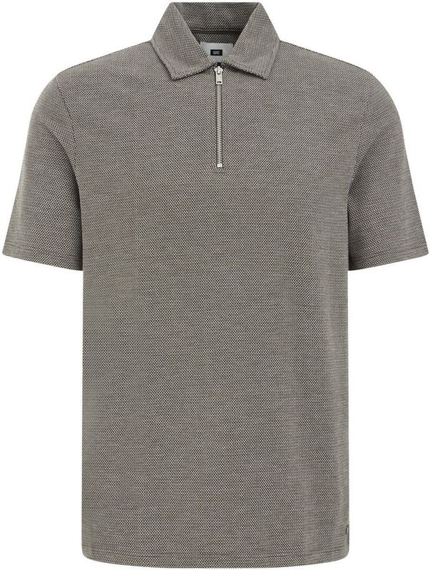 WE Fashion - Heren Slim Fit Polo met Rits - Legergroen - Katoen