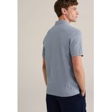 WE Fashion slim polo rib gebreid grijsblauw