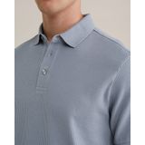 WE Fashion slim polo rib gebreid grijsblauw