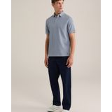 WE Fashion slim polo rib gebreid grijsblauw