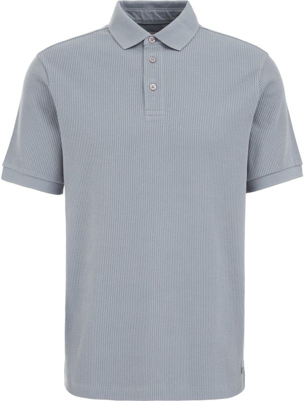WE Fashion slim polo rib gebreid grijsblauw