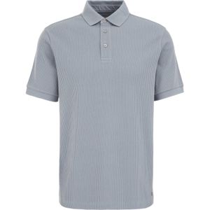 WE Fashion slim polo rib gebreid grijsblauw