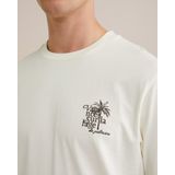 T-shirt - Wit - Katoen - Ronde Hals, Korte Mouwen, Palmboomprint