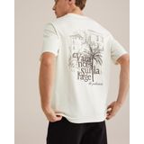 T-shirt - Wit - Katoen - Ronde Hals, Korte Mouwen, Palmboomprint