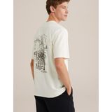 T-shirt - Wit - Katoen - Ronde Hals, Korte Mouwen, Palmboomprint