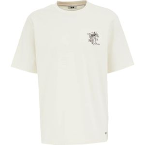 T-shirt - Wit - Katoen - Ronde Hals, Korte Mouwen, Palmboomprint