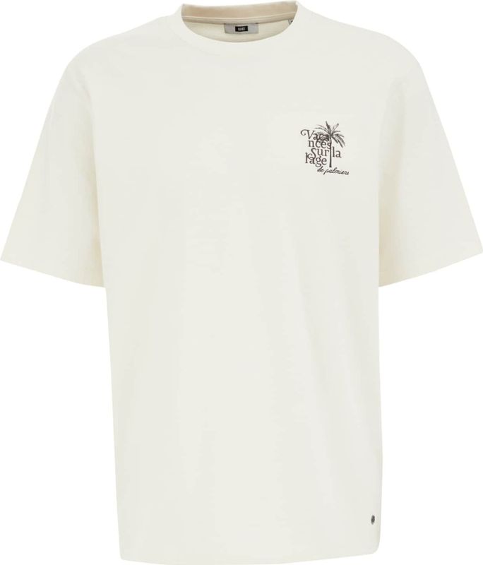 T-shirt - Wit - Katoen - Ronde Hals, Korte Mouwen, Palmboomprint