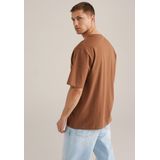 WE Fashion - Heren Loose fit T-shirt - Bruin - Katoen