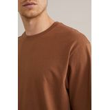 WE Fashion - Heren Loose fit T-shirt - Bruin - Katoen