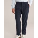 WE Fashion - Bandplooibroek - Donkerblauw - Regular Fit - Gerecycled Materiaal