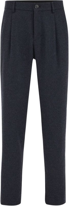 WE Fashion - Bandplooibroek - Donkerblauw - Regular Fit - Gerecycled Materiaal