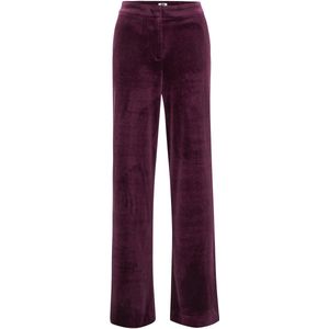 WE Fashion - Velvet Wide Leg Pantalon - Aubergine - Regular Fit