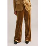 WE Fashion - Velvet Wide Leg Pantalon - Okergeel - Regular Fit