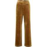 WE Fashion - Velvet Wide Leg Pantalon - Okergeel - Regular Fit