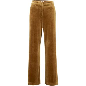 WE Fashion - Velvet Wide Leg Pantalon - Okergeel - Regular Fit