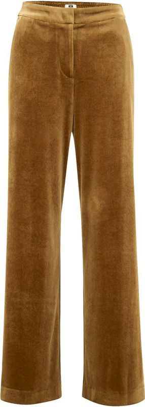 WE Fashion - Velvet Wide Leg Pantalon - Okergeel - Regular Fit
