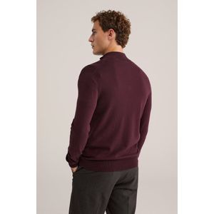 Fundamentals - Slim Fit - Heren Trui met Rits - Bordeauxrood