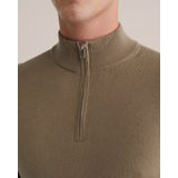 Fundamentals - Slim Fit Trui met Rits - Khaki - Katoen