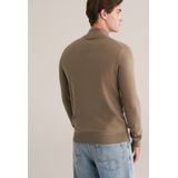 Fundamentals - Slim Fit Trui met Rits - Khaki - Katoen