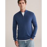 Fundamentals - Slim Fit - Heren Trui met Rits - Indigo - Katoen