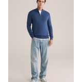 Fundamentals - Slim Fit - Heren Trui met Rits - Indigo - Katoen