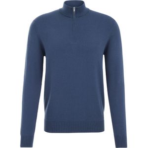 Fundamentals - Slim Fit - Heren Trui met Rits - Indigo - Katoen