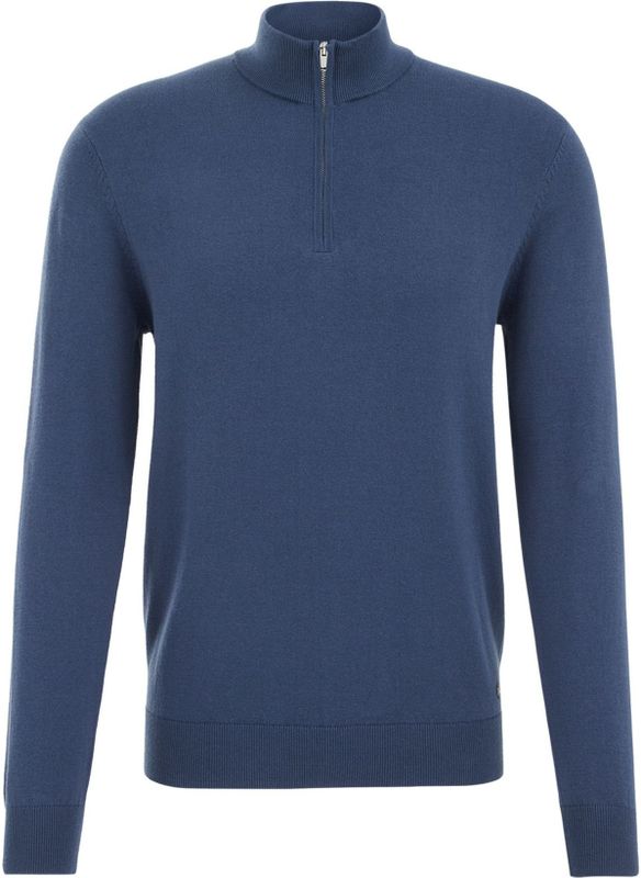 Fundamentals - Slim Fit - Heren Trui met Rits - Indigo - Katoen
