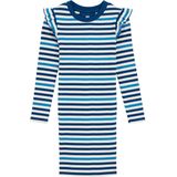 WE Fashion - Meisjes Jurk - Blauw - Regular Fit - Katoen