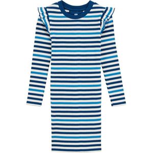 WE Fashion - Meisjes Jurk - Blauw - Regular Fit - Katoen