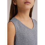 WE Fashion - Jurk - Grijs Gemêleerd/Wit - Jersey - Knielengte