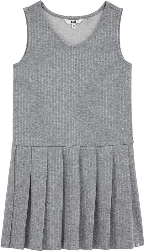 WE Fashion - Jurk - Grijs Gemêleerd/Wit - Jersey - Knielengte