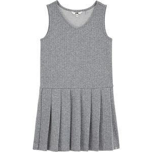 WE Fashion - Jurk - Grijs Gemêleerd/Wit - Jersey - Knielengte