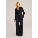 WE Fashion - High Waist Casual Broek - Zwart