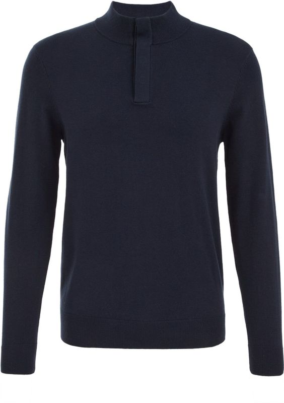 WE Fashion - Trui - Marine - Slanke Pasvorm - Opstaande Kraag