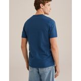 WE Fashion - Shirt - Indigo - V-hals - Kwartmouw - Normale Pasvorm