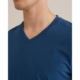 WE Fashion - Shirt - Indigo - V-hals - Kwartmouw - Normale Pasvorm