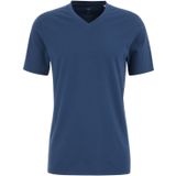WE Fashion - Shirt - Indigo - V-hals - Kwartmouw - Normale Pasvorm