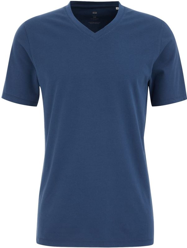 WE Fashion - Shirt - Indigo - V-hals - Kwartmouw - Normale Pasvorm