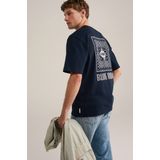 WE Fashion - Blue Ridge - T-shirt - Donkerblauw - Regular Fit
